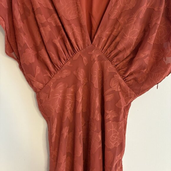 Hutch Anthropologie Women 8 Terracotta Orange Floral Textured Lindy Maxi Dress - Picture 5 of 13